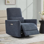 CHITA Power Recliner Chair Swivel Glider, FSC Certified Upholstered Fabric Living Room Nursery Reclining Sofa Chair with Lumbar Support, Ink Blue