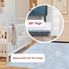 nuLOOM 6' Round Cozy Plush Area Rug, Machine Washable, Non-Slip, Soft Fluffy Shag Carpet for Living Room Bedroom Kids Room Nursery Home Decor, Loni Light Blue