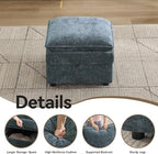 27" Large Square Ottoman with Storage, Modern Upholstered Footrest with Anti-Slip Legs for Couch Coffee Table Living Room, Bedroom, Entryway, Chenille Blue