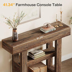 Tribesigns 41.34-Inch Farmhouse Console Table, 2-Tier Narrow Sofa Table Behind The Couch, Entryway Furniture with Storage Shelves for Hallway Foyer Living Room, Rustic Brown