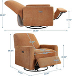VANOMi Power Swivel Glider Recliner Chair, Electric Nursery Rocker Recliner Chair, USB & Type-C Charger, Boucle Curry