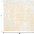 SAFAVIEH Evoke Collection Area Rug - 8' Square, Ivory & Gold, Distressed Design, Non-Shedding & Easy to Clean, Ideal for Living Room, Bedroom, Dining Space (EVK256B)