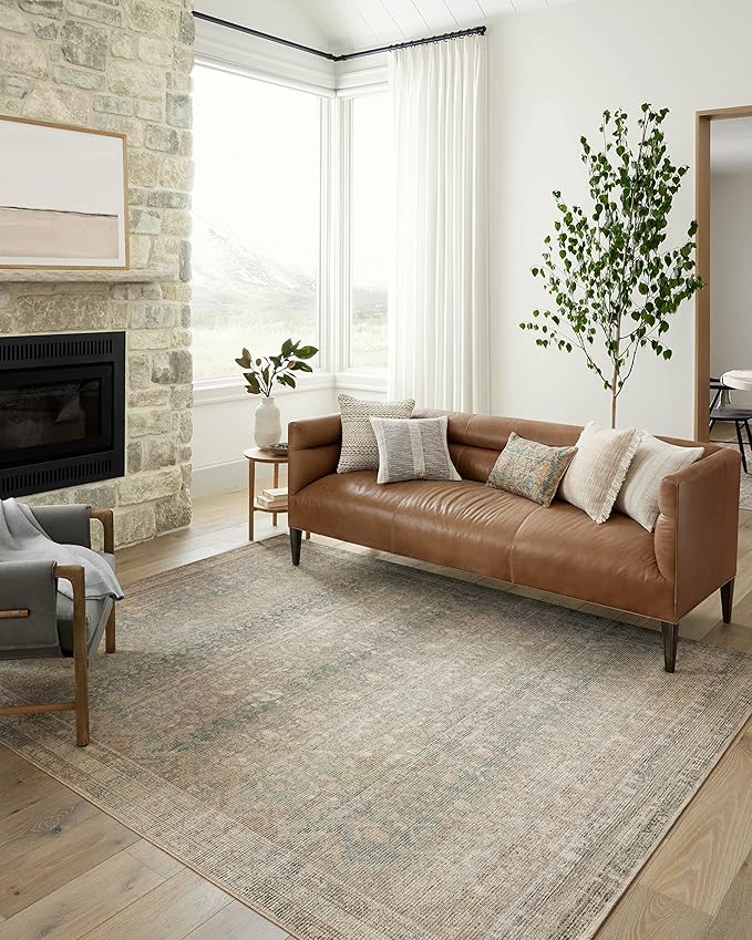 Loloi Angela Rose Aubrey Collection AUB-03 Jade/Natural 10'-0" x 14'-0", .19" Pile Height, Area Rug