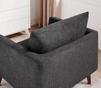 Oversized Accent Chair Modern Boucle Armchair for Living Room- 37" Wide Accent Chair with Solid Wood Legs, Dark Gray Upholstered Lounge Chair for Bedroom & Office, Cozy Reading Chair (Easy Assembly)