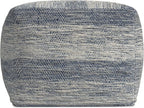 SIMPLIHOME Clay Boho Square Pouf in Patterened Teal Melange Cotton for the Living Room, Bedroom and Kids Room