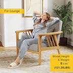 Mid-Century Modern Accent Chair, Linen Armchair and Lounge Chair with Lumbar Pillow, Wide Seat & Solid Wood Frame for Living Room, Bedroom or Balcony （Light Gray）