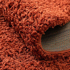 Unique Loom Solid Shag Collection Area Rug (7' 1" Round, Terracotta)