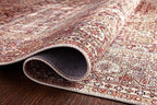 Loloi Layla Collection LAY-11 Cinnamon/Sage 2'-0" x 5'-0" .13" Thick Accent Rug, Soft, Durable, Vintage Inspired, Distressed, Low Pile, Non-Shedding, Easy Clean, Printed, Living Room Rug