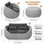 Aluminum Outdoor Patio Furniture Set: 6 Pieces Porch Rope Conversation Sofa Set - Modern Woven Deck Couch Set Cushioned - No Assembly All Weather Seating for 660lbs Yard Garden Lanai Hotel Pool