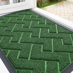 OLANLY Front Door Mat Indoor Outdoor Entrance, Waterproof All-Season, All-Weather Doormat, Sturdy Natural Rubber, Low Profile, Easy Clean Patio Porch Entryway Mat, Herringbone Brick (Green, 47x32)