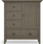 SIMPLIHOME Redmond SOLID WOOD 39 inch Wide Transitional Medium Storage Cabinet in Farmhouse Grey for the Living Room, Entryway and Family Room