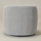 KINWELL 34" Wide Sherpa Swivel Barrel Chair, No Assembly Round Boucle Upholstered Accent Chair Armchair Single Sofa Chair with Toss Pillow for Living Room and Bedroom, Gray