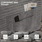 Homall 142" Boneless Couch, Modular Sectional Sofa, No Assembly Required, Memory Foam Filling, Corduroy U-Shaped Sofa, Movable Multi-Person Couch for Living Room (Grey)