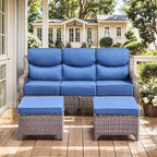 HUMMUH Wicker Patio Furniture Set 6 Inch Thick Cushion Outdoor Swivel Rocker Patio Chairs with Deep Seat Sofa 6PCS Outdoor Furniture Set for Porch Garden Deck