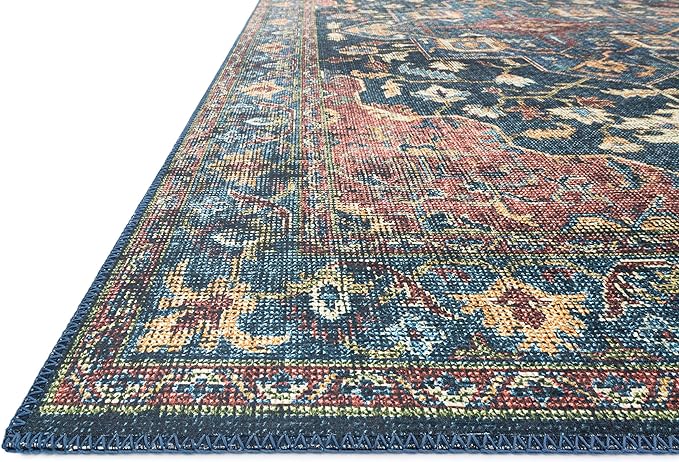 Loloi Skye Collection SKY-08 Denim/Brick 8'-0" x 8'-0" Round Area Rug