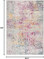 SAFAVIEH Evoke Collection 6'7" x 9' Ivory / Fuchsia EVK256Q Oriental Distressed Non-Shedding Living Room Bedroom Dining Home Office Area Rug