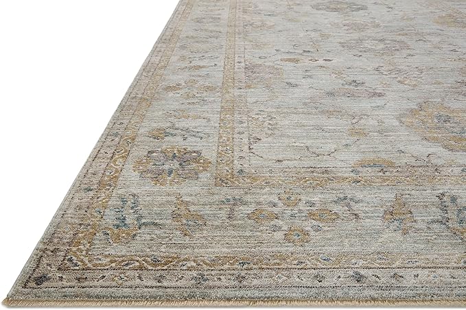 Loloi Magnolia Home by Joanna Gaines Millie Collection MIE-02 Sky/Gold 5'-3" x 7'-6", .25" Pile Height, Area Rug