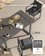Outdoor Table and Chairs of 4, Patio Dining Sets, HDPS + Aluminum Outdoor Furniture Set with Umbrella Hole, Patio Dining Table Set (Charcoal)
