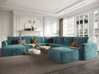 EASE MOOSE Oversized Sectional Cloud Couch, 9-Seat Modular Boneless Sofa Set with Deep Seat, No-Assembly Chenille Sofa for Living Room, Blue