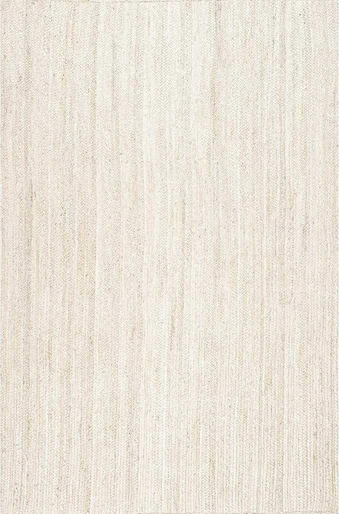 nuLOOM 5x8 Rigo Jute Hand Woven Area Rug, Off White, Solid Farmhouse Design, Natural Fiber, For Bedroom, Living Room, Dining Room, Hallway, Office, Kitchen, Entryway