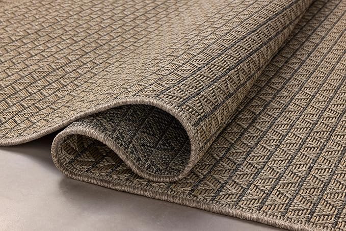 Loloi Chris Loves Julia Providence Collection PRC-05 Natural/Graphite 2'-3" x 7'-7", .12" Pile Height, Indoor/Outdoor Runner Rug