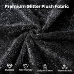 37.8" Glitter Velvet Ottoman for Couch, Memory Foam Cloud Boneless Sectional Couch for Living Room Foot Stools No Assembly Require (Sparkly Velvet, Black)