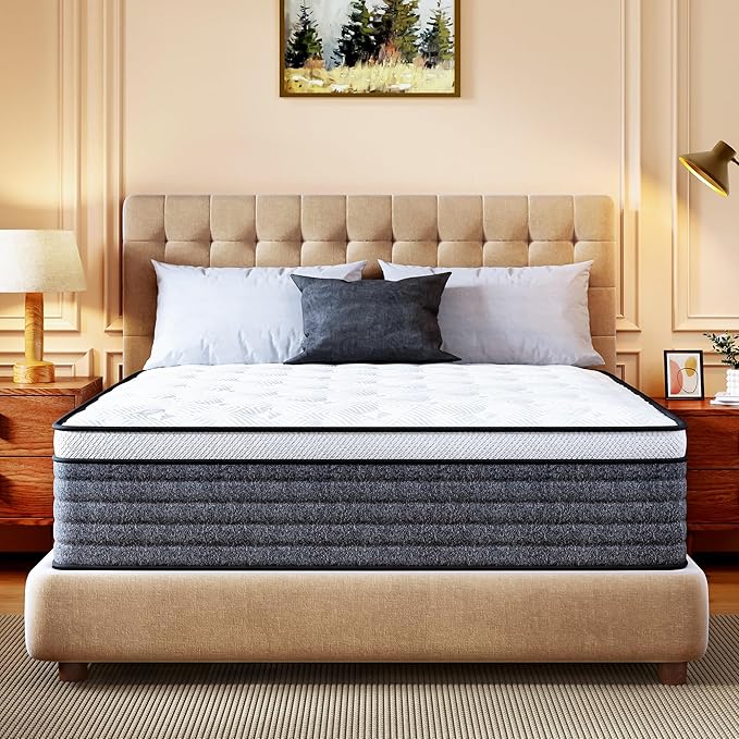 CH CHARME HOUSE Twin XL Mattress, 12 Inch Twin XL Size Hybrid Mattress in a Box, Medium Feel Foam and Individual Pocket Springs, Extra Edge Support, Pressure Relief, CertiPUR-US