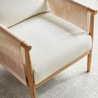 CHITA Braid Accent Chair Set of 2, Modern Armchair with Solid Wooden Armrest for Living Room and Bedroom, Boho Reading Chair, Cream
