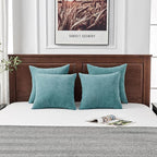 GAWAMAY Decorative Square Throw Pillow Covers 18"x18" Inch Set of 4, Super Soft Chenille Pillows Farmhouse Fall Pillowcase for Living Room Bedroom Sofa Couch Cushion Cover Smoke Blue 45x45cm