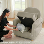 33.5" Mordern Accent Chairs,Reading Chair with Storage,Single Sofa in Chenille Fabric for Living Room, Bedroom and Compact Spaces. (Grey)
