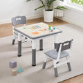 Adjustable Kids Table Chairs Set – Graffiti Desktop, Multi-Activity Height-Adjustable Toddler Study Desk for Ages 3-8 – Ideal for Home, Classroom, Daycare (W-Gray, 2 Chairs-23.6" L x 23.6" W)