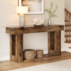 Little Tree 63 Inches Long Console Table for Entryway, Rustic Brown Sofa Table Behind Couch, Wooden Entry Table Foyer Hallway Table, Industrial Console Sofa Tables for Living Room