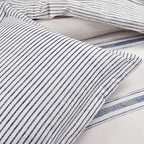 Lush Decor Farmhouse Stripe Reversible Cotton Comforter Set, 2-Piece, Twin XL Navy - Twin Bedding Set - Dorm Decor - Striped Comforter for Farmhouse Bedroom Decor