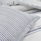 Lush Decor Farmhouse Stripe Reversible Cotton Comforter Set, 3 Piece Set, Full/ Queen, Navy - Cozy Farmhouse Bedding Set - Rustic Decor - Striped Comforter - Modern Farmhouse Bedroom Decor