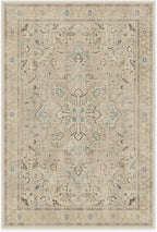 RUGGABLE Washable Vintage Area Rug – Kamran Ivory Opal 6x9, Stain-Resistant, Non-Slip – Medium Machine Washable Rugs for Living Room, Bedroom, Hallway, Entryway & Office–with Standard Pad