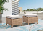 HUMMUH 5 Piece Outdoor Patio Furniture Set Wicker Conversation Bistro Set Swivel Rocking Chairs with Side Table and Ottomans for Backyard, Porch, Balcony