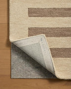 Loloi Leanne Ford Craven Collection CVN-05 Oatmeal/Bark 2'-6" x 9'-9" Runner Rug Striped, Patterned, Neutral, Hallway, Kitchen, Mudroom, and Bathroom
