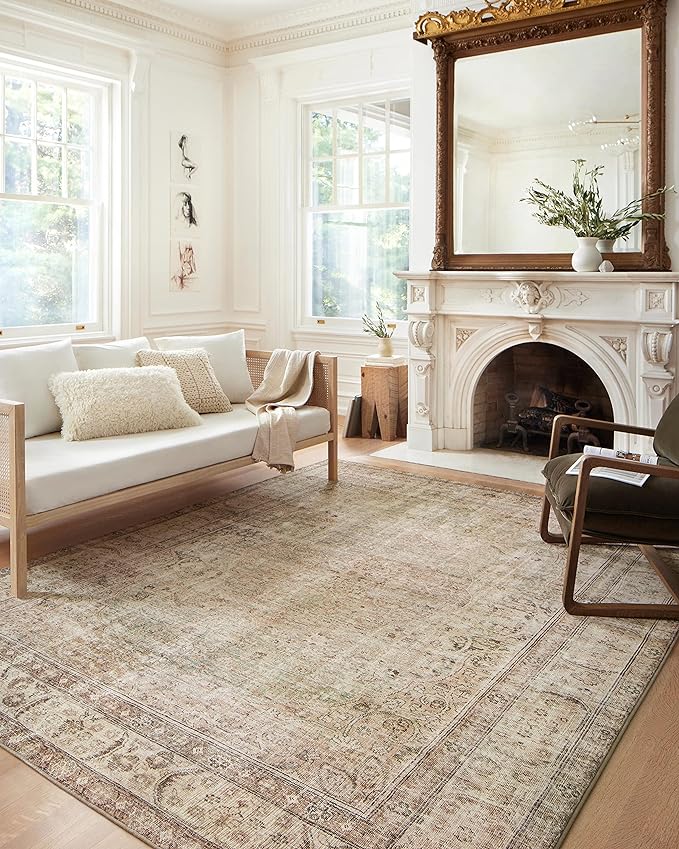 Loloi Margot Collection MAT-01 Antique/Sage 2'-6" x 9'-6" Runner Rug feat. CloudPile, No-Shed Easy Clean Large Patterned Area Rug for Living Room, Bedroom, Dining Area