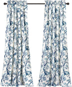 Lush Decor Dolores Light Filtering Window Panels, Pair, 52" W x 95" L, Blue - Floral Curtains for Bedroom - Vintage Curtains - Coquette Room Decor