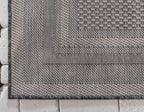 Unique Loom Outdoor Border Collection Area Rug - Soft Border (7' 1" x 10' Rectangle, Black/ Ivory)