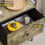 VECELO Dresser TV Stand for Bedroom with 5 Fabric Drawers, Entertainment Center for 32/40/43 in TVs, Media Console Table with Storage, Open Shelf, Adjustable Feet, Living Room Furniture, Rustic Gray