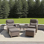 Luxury Outdoor Furniture Set with Swivel Chairs, High Back Swivel Patio Chairs with Ottoman, Side Table & 6-Inch Thick Cushions, Wicker Patio Furniture Set for Porch, Yard, Deck, Poolside, Brown/Grey