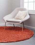 Unique Loom Solid Shag Collection Area Rug (8' Round, Terracotta)