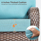 Luxury 6" Outdoor Cushions for Patio Furniture, 24x24x6" Thick Seat Cushion Set of 10, Fade Resistant Couch Chair Replacement Cushions High Density Deep Wicker Chair Cushion w/ Removable Cover, Teal