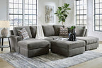 Signature Design by Ashley O'Phannon Casual Right-Arm Facing Herringbone Chenille 2-Piece Sectional with Chaise, Loose Seat Cushions and 2 Throw Pillows, Gray