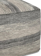 SIMPLIHOME Clay Boho Square Pouf in Grey Melange Cotton for the Living Room, Bedroom and Kids Room