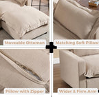 chairus 68" Love Seat Sofa with Ottoman Upholstered Linen Deep Seat Couch with Pillow Modular Oversized Couch Sleeper for Living Room, Bedroom, Reception Room, Apartment, 2-Seater/Oatmeal