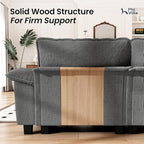 PHI VILLA Indoor Lounge Sofa Chair, One-Person Oversized Sectional Sofa with Ottoman, Single Chaise with Upholstered Deep Seat for Bedroom Reading, Corduroy Fabric, Grey
