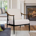 Modern Accent Chair for Living Room Bedroom Mid Century Arm Chair Upholstered Office Accent Chair Comfy Waiting Room Chair with Metal Frame, Cream White