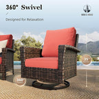HERA'S HOUSE Red Patio Furniture Set, 35" High Back Swivel Chairs with 5.5" Waterproof Cushions, 4 Pieces Wicker Rattan Outdoor Conversation Sofa Sets for Deck Lawn Yard